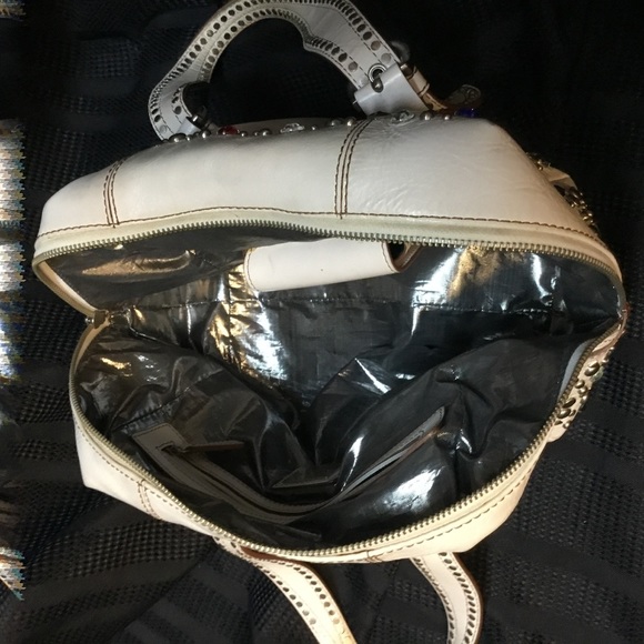 Gorgeous white Maxx leather purse w/ rhinestones! - Picture 8 of 8